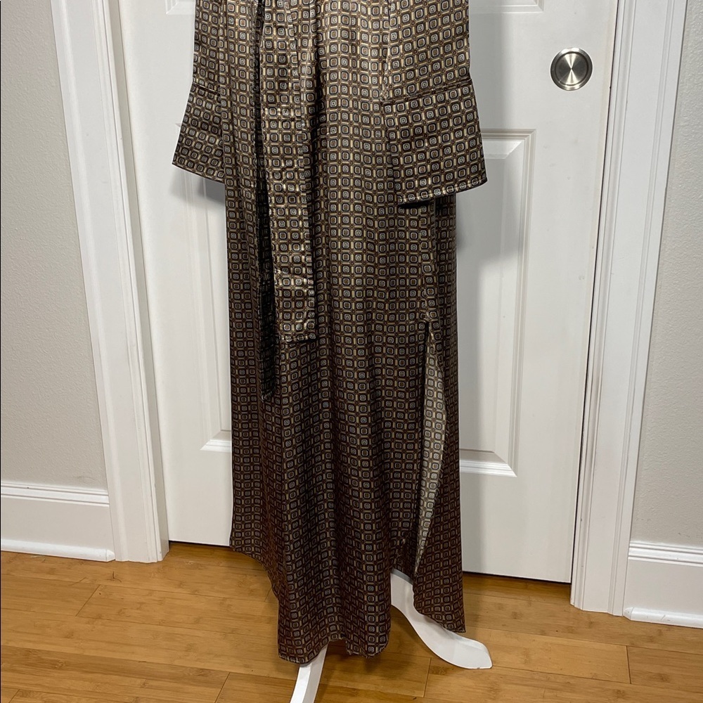 Banana Republic Muse Silk Maxi Shirt Dress Sz Small Geometric Print Long Sleeve - Picture 11 of 16